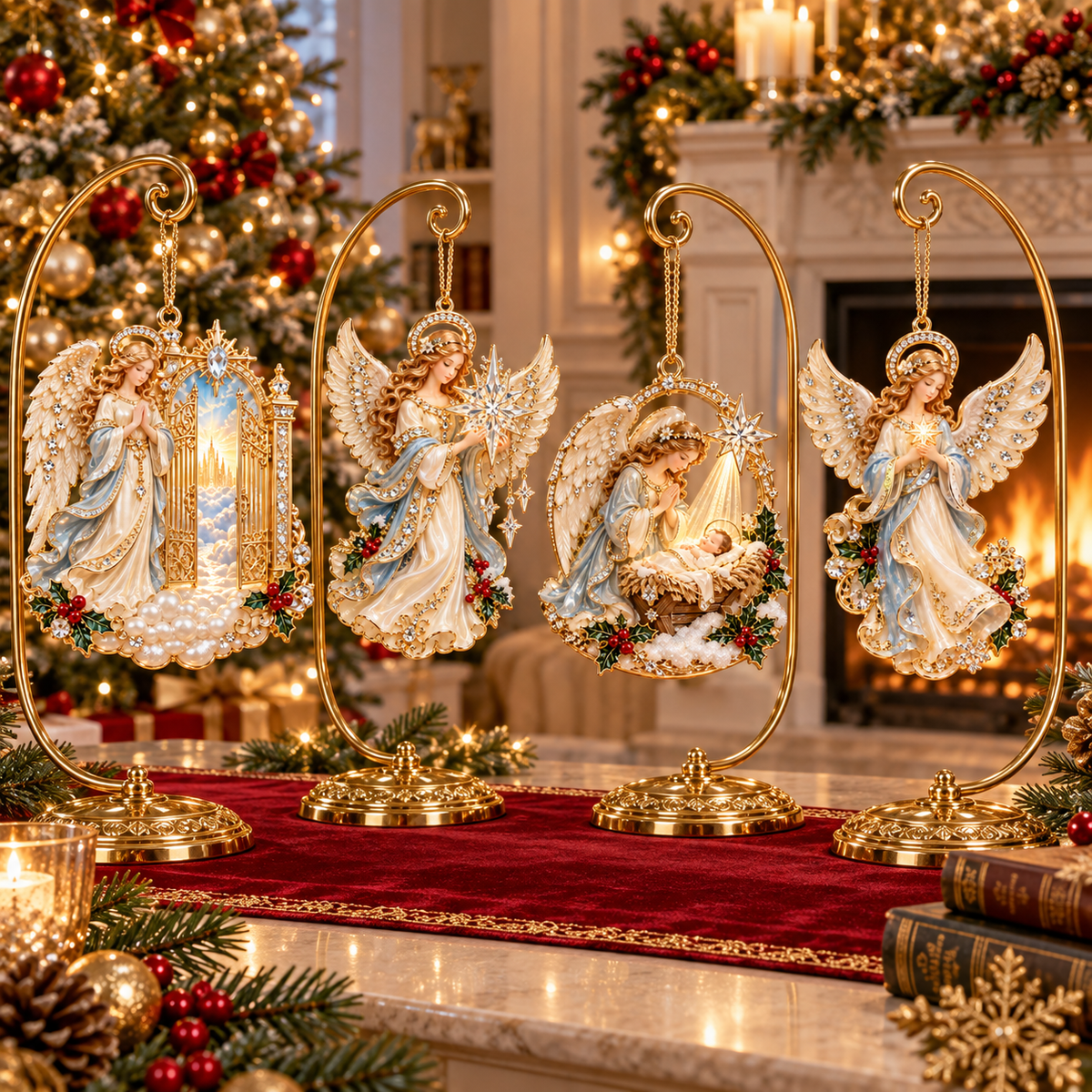 ⏰Final 6 Hours Sale 50% OFF✝️Heavenly Angel Christmas Ornament –  Crystal Star, Heaven’s Gate & Nativity Faith Keepsake Collection