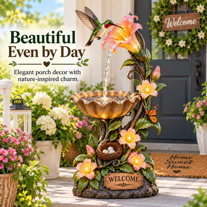 🐦✨ Hummingbird Nectar Fountain™ – Lighted Garden & Porch Decor