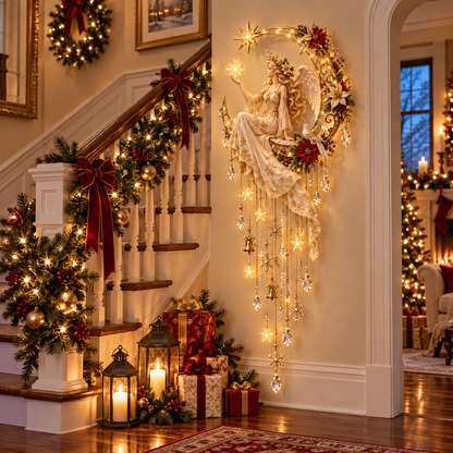 🔥 Last Day 50% OFF –Angel’s Moonlit Starfall™ – Lighted Christmas Angel Wall Decor