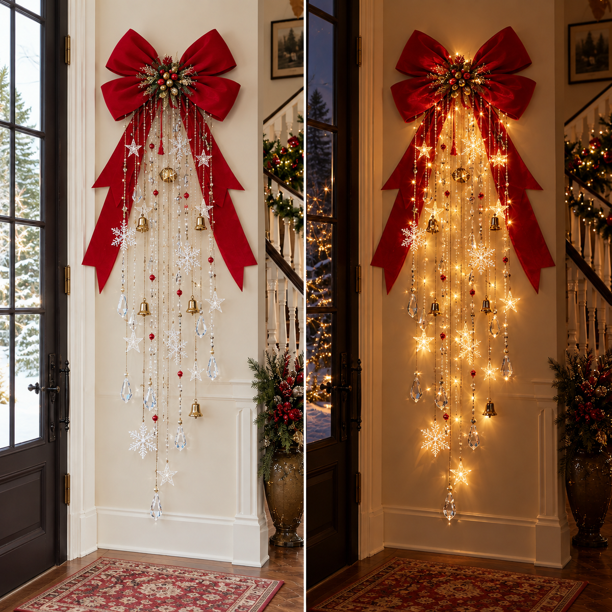 🎀 Christmas Cascade Bow Light™ – Lighted Holiday Wall Decor