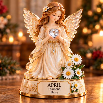 ✨ Your Birth Month Guardian Angel – Birthstone & Birth Flower Figurine