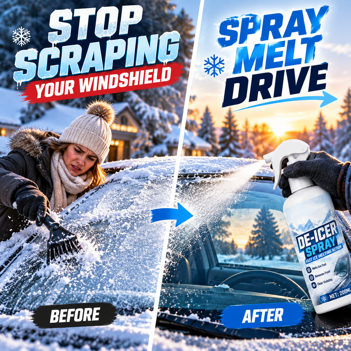 🔥 50% OFF — Windshield De-Icer Spray ❄️ + FREE Scraper 🎁