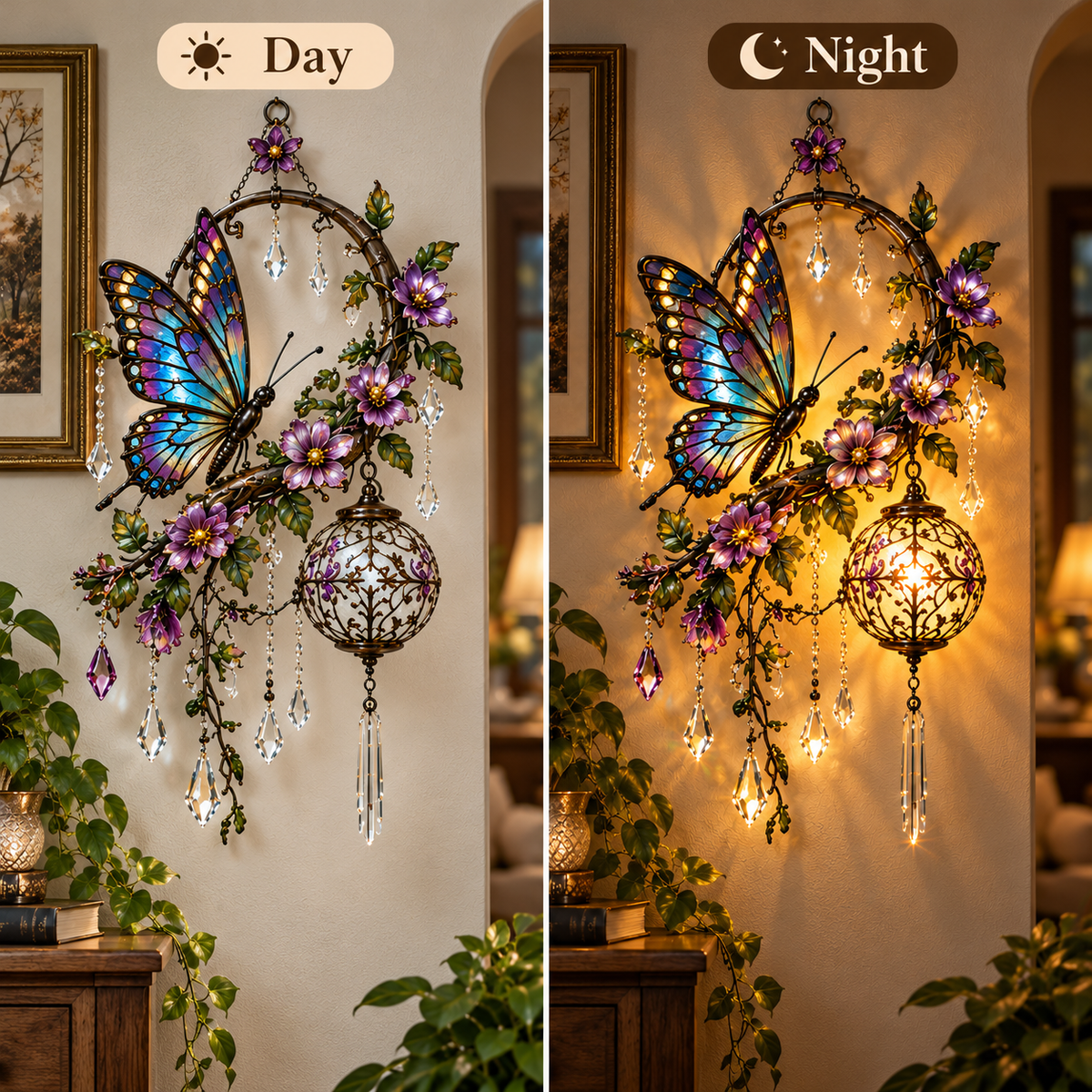✨ Butterfly Garden Glow™ – Lighted Floral Wall Decor