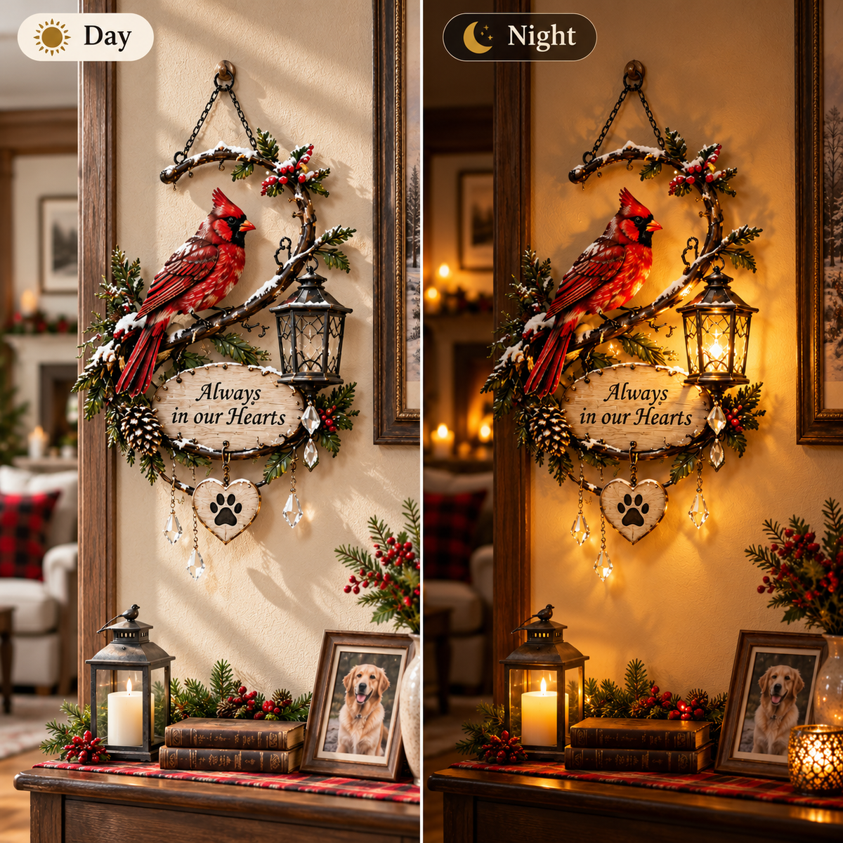 ❤️ Cardinal Memory Glow™ – Lighted Memorial Wall Decor