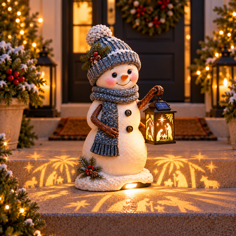 ⛄ Last Day 49% OFF — Snowman Nativity Glow with Solar-Powered Lantern