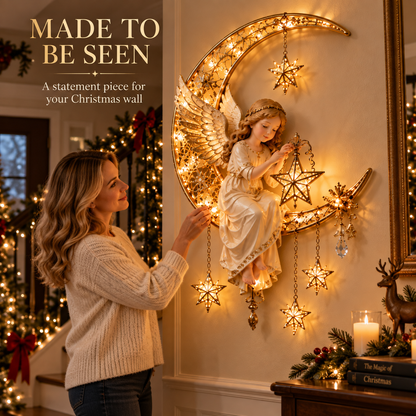 🔥Last Day 49% OFF🔥Heavenly Angel Crescent Moon Glow™ - Lighted Christmas Wall Decor
