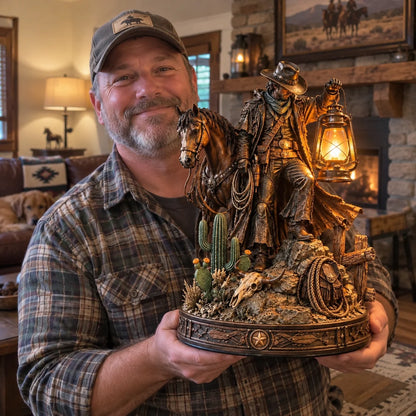 🔥 50% OFF – Western Rider & 🤠Horse Lantern Statue
