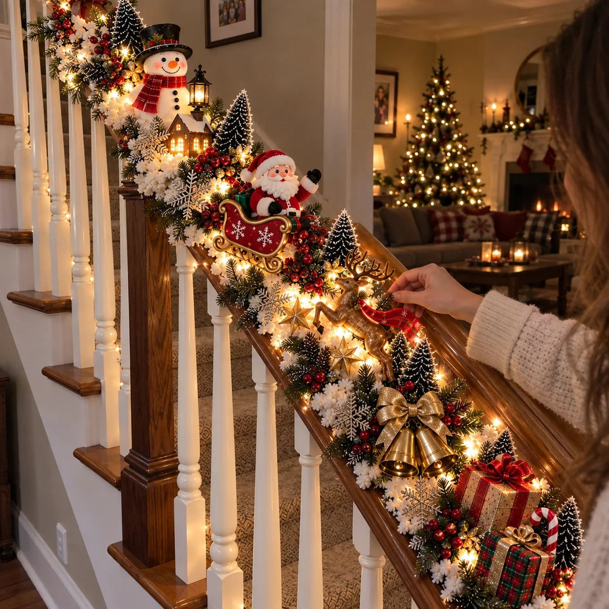 🎅 Turn Your Staircase Into Santa’s Christmas Wonderland