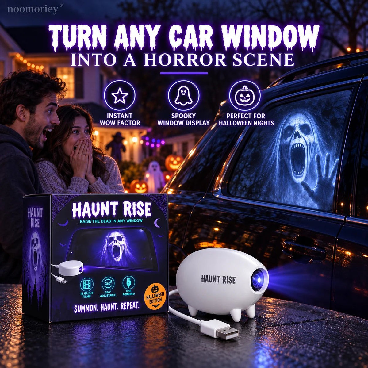 🎃 Halloween window projector✨ 16 Spooky Movies – USB-Powered Christmas Decoration