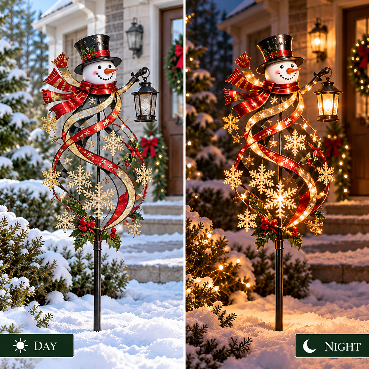 ☃️✨ Snowman Welcome™ Lighted Christmas Garden Wind Spinner