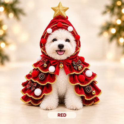 🐾 The Cutest Christmas Tree Pet Costume – Festive Holiday Cape for Dogs & Cats 🎄