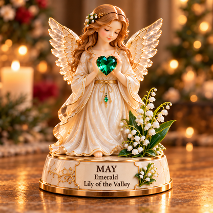 ✨ Your Birth Month Guardian Angel – Birthstone & Birth Flower Figurine