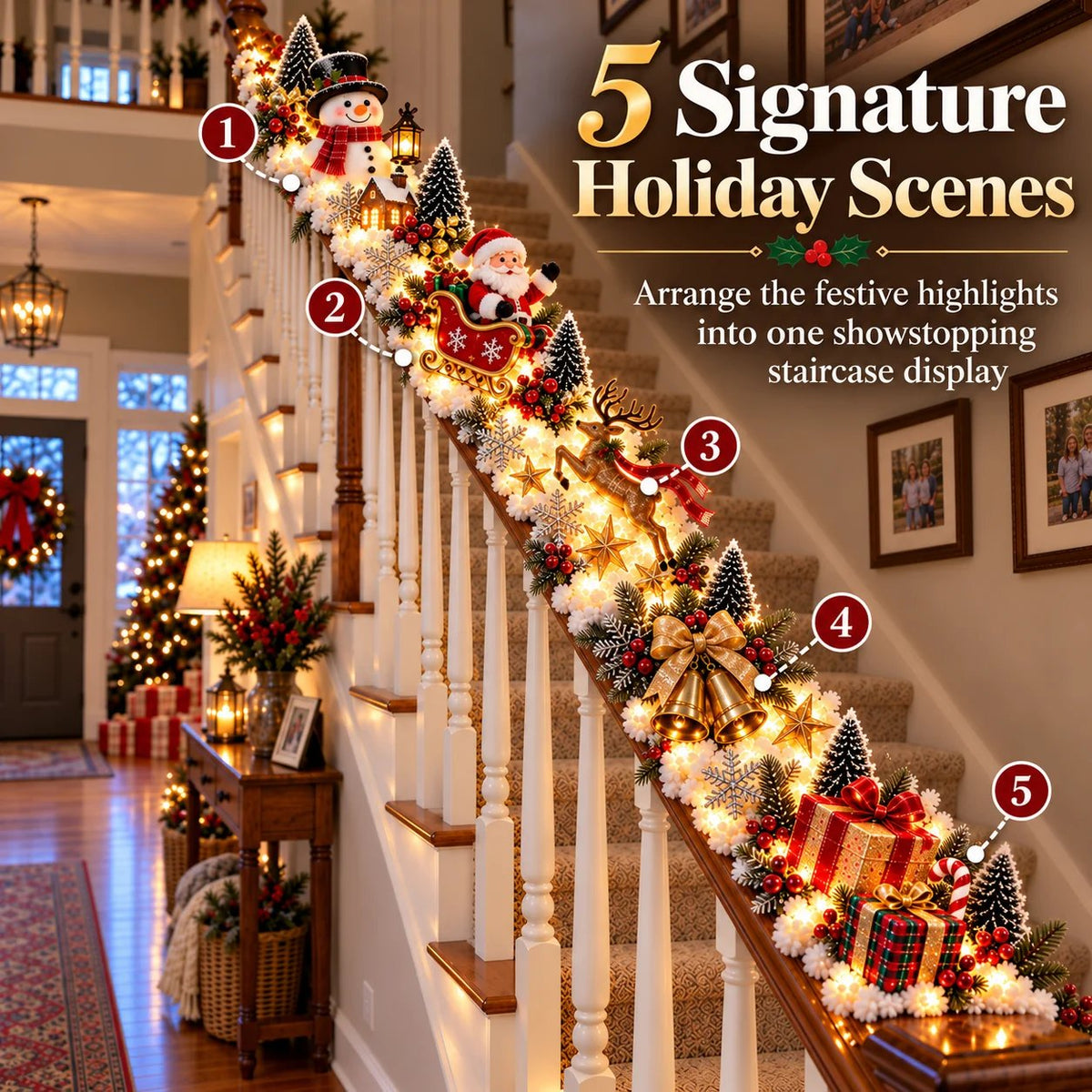 🎅 Turn Your Staircase Into Santa’s Christmas Wonderland