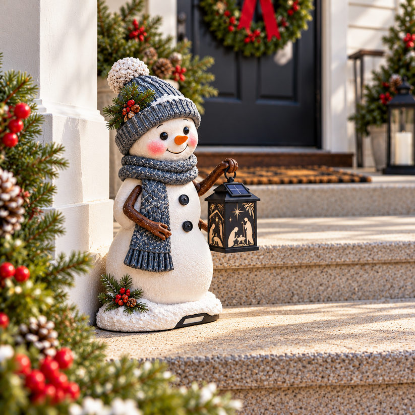 ⛄ Last Day 49% OFF — Snowman Nativity Glow with Solar-Powered Lantern