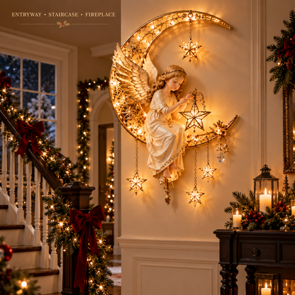 🔥Last Day 49% OFF🔥Heavenly Angel Crescent Moon Glow™ - Lighted Christmas Wall Decor