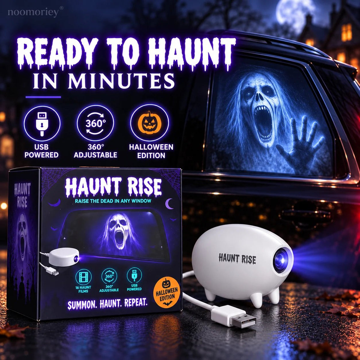 🎃 Halloween window projector✨ 16 Spooky Movies – USB-Powered Christmas Decoration