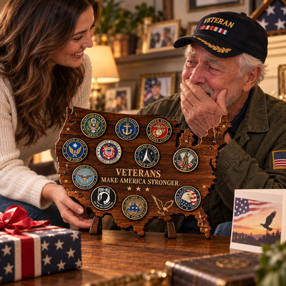 🇺🇸 Veterans Tribute — USA Map Challenge Coin Display