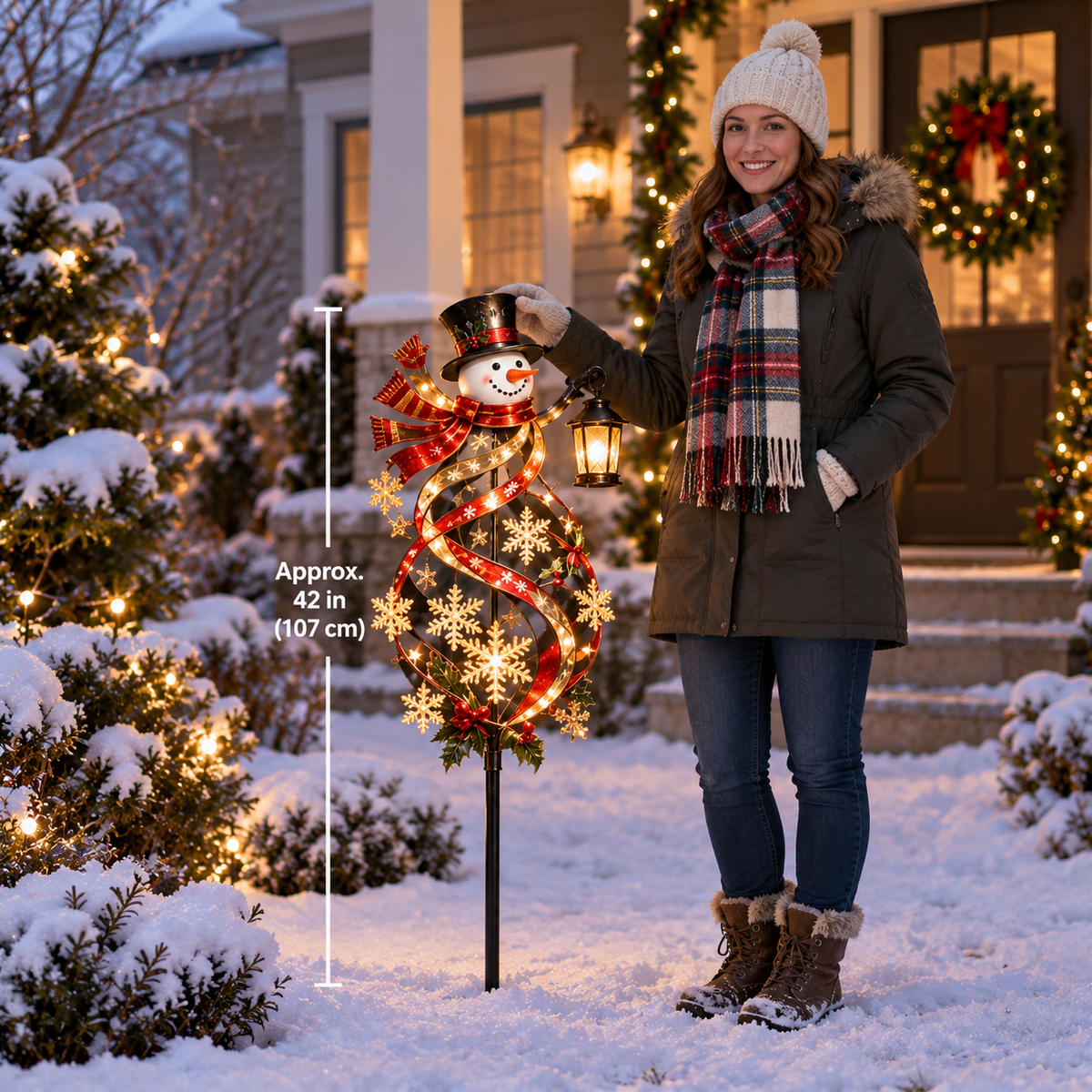 ☃️✨ Snowman Welcome™ Lighted Christmas Garden Wind Spinner