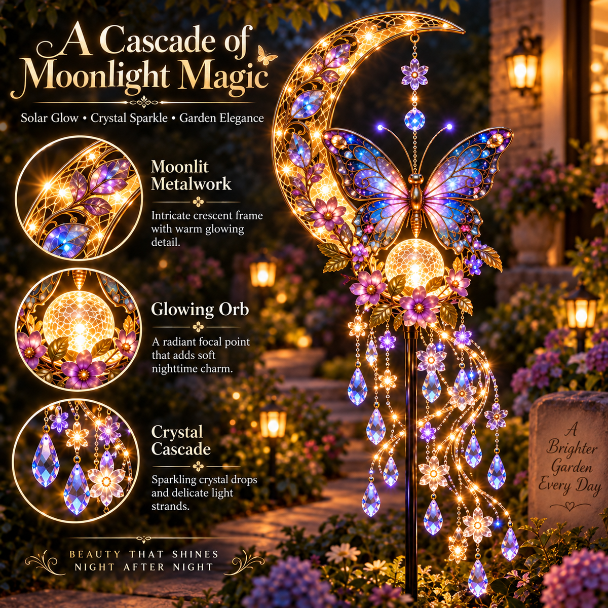 🦋 Butterfly Moonlight Cascade™ – Magical Lighted Garden Decor ✨