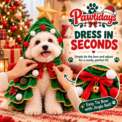 🐾 The Cutest Christmas Tree Pet Costume – Festive Holiday Cape for Dogs & Cats 🎄