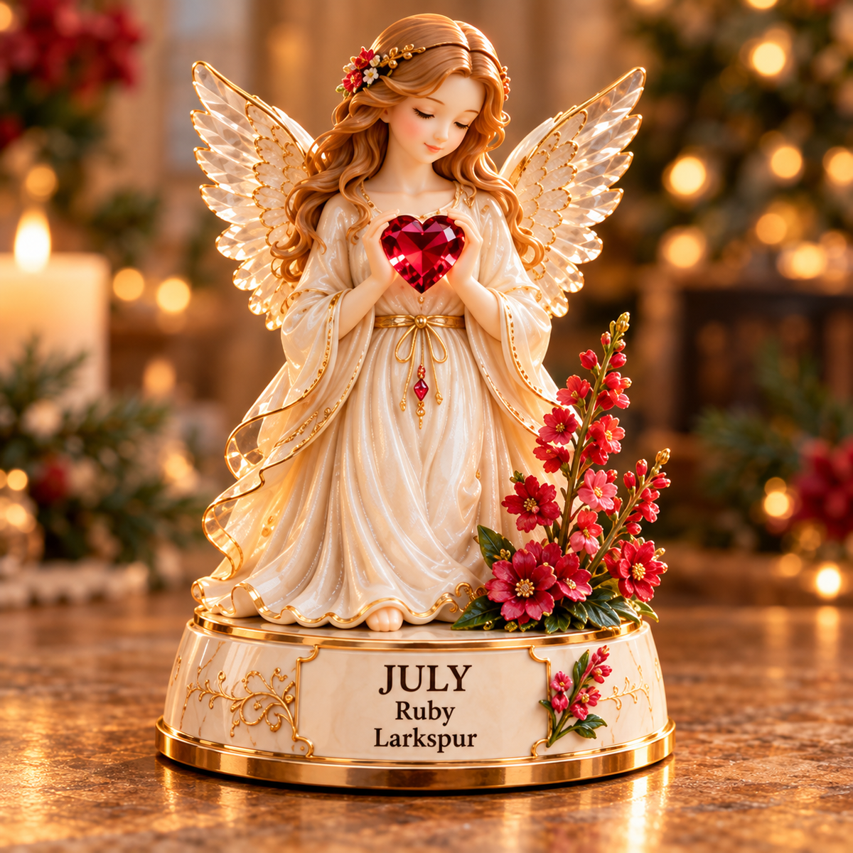 ✨ Your Birth Month Guardian Angel – Birthstone & Birth Flower Figurine