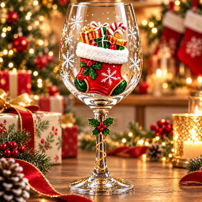 Christmas Wine Glasses Set Gift For Christmas Day