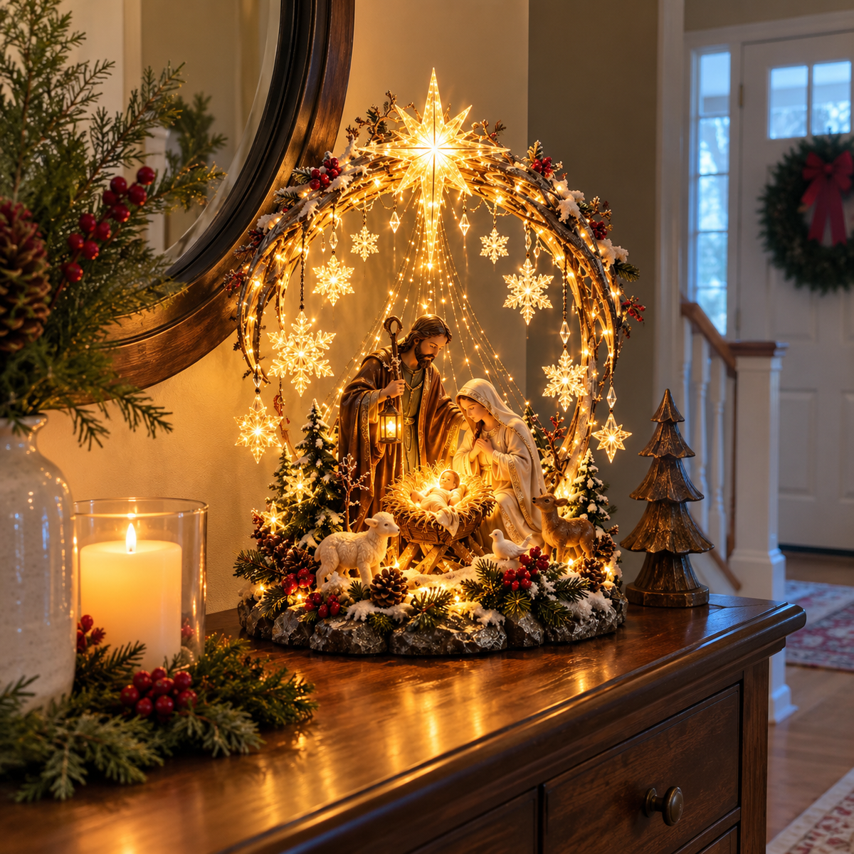 🔥 Last Day 50% OFF 🔥⭐ Bethlehem Starlight Nativity Arch™ – Lighted Christmas Tabletop Decor