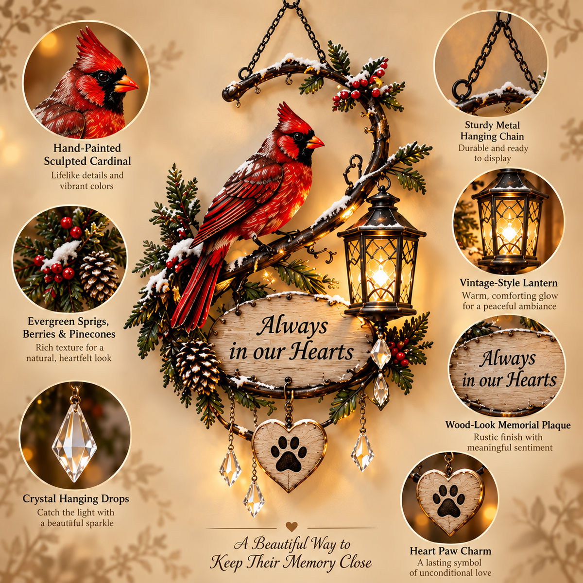 ❤️ Cardinal Memory Glow™ – Lighted Memorial Wall Decor
