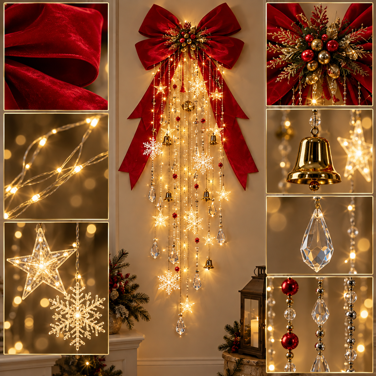 🎀 Christmas Cascade Bow Light™ – Lighted Holiday Wall Decor