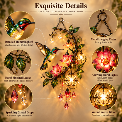 ✨ Hummingbird Blossom Glow™ – Lighted Floral Wall Decor