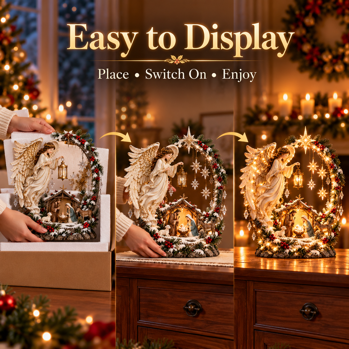 ✨ LAST DAY 49% OFF🔥 Light From Heaven Angel Nativity Christmas Centerpiece ✝️