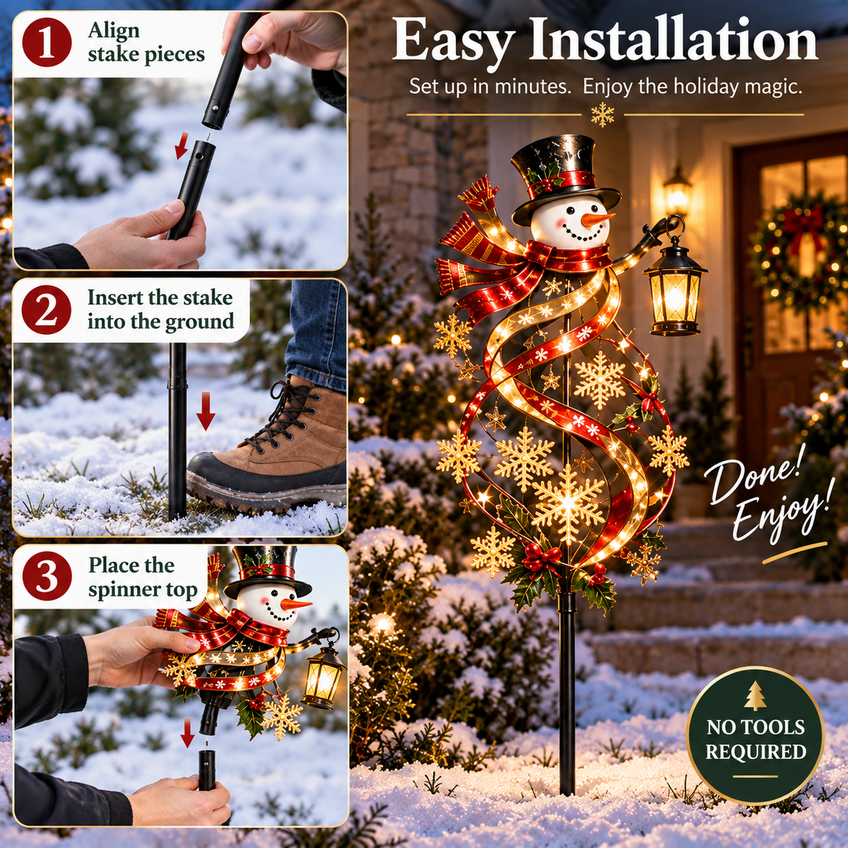 ☃️✨ Snowman Welcome™ Lighted Christmas Garden Wind Spinner