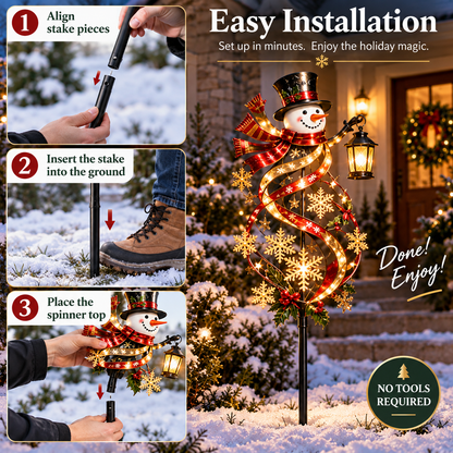 ☃️✨ Snowman Welcome™ Lighted Christmas Garden Wind Spinner