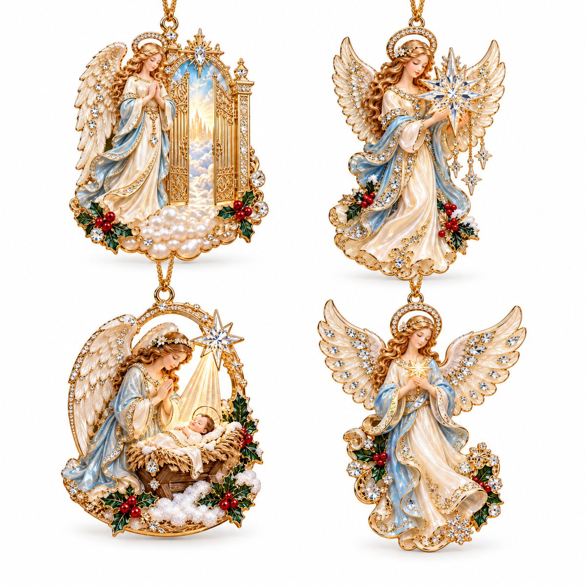 ⏰Final 6 Hours Sale 50% OFF✝️Heavenly Angel Christmas Ornament –  Crystal Star, Heaven’s Gate & Nativity Faith Keepsake Collection
