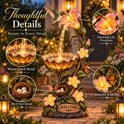 🐦✨ Hummingbird Nectar Fountain™ – Lighted Garden & Porch Decor