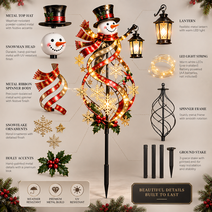 ☃️✨ Snowman Welcome™ Lighted Christmas Garden Wind Spinner