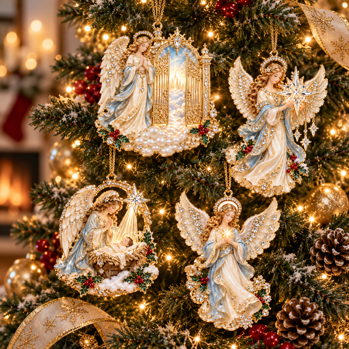 ⏰Final 6 Hours Sale 50% OFF✝️Heavenly Angel Christmas Ornament –  Crystal Star, Heaven’s Gate & Nativity Faith Keepsake Collection