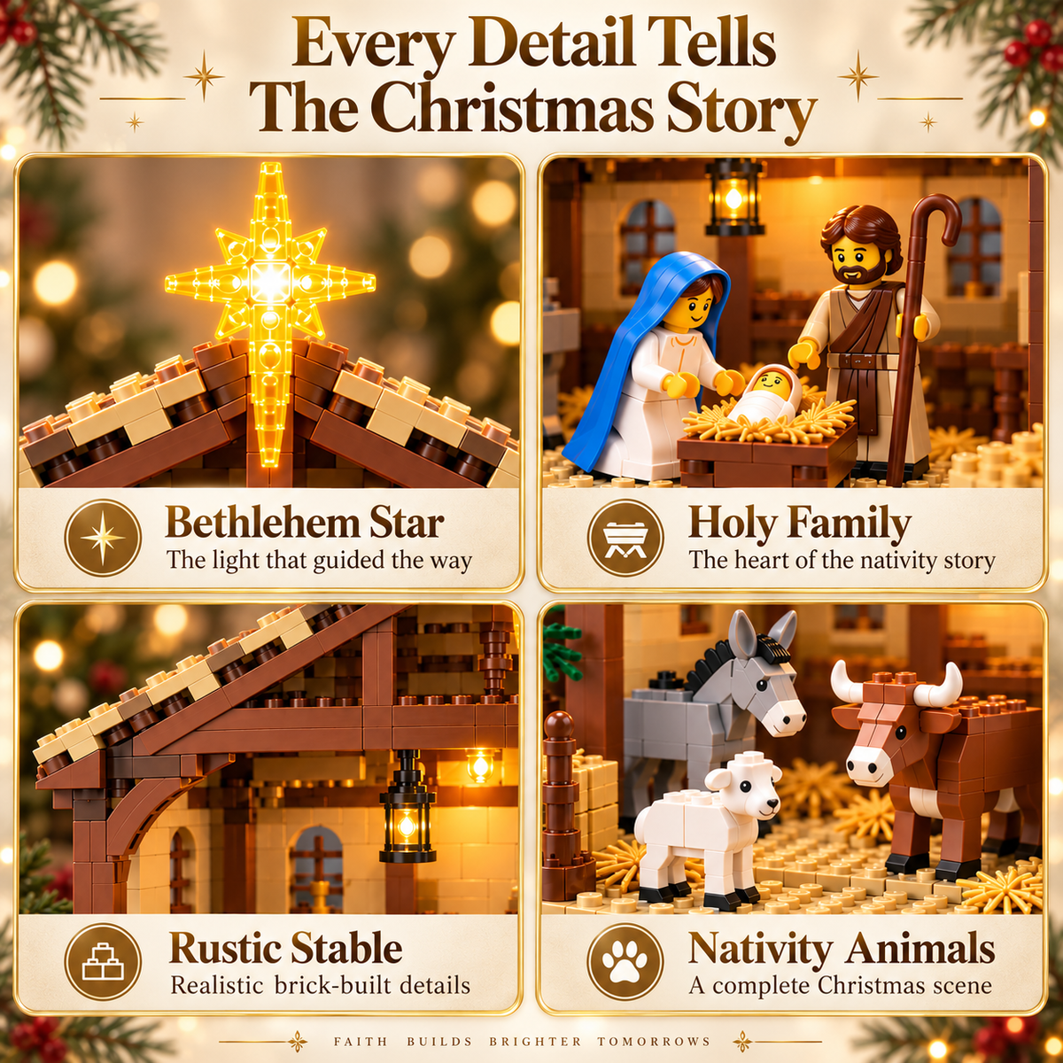 ⏳ Last Day 49% OFF🌟🧱Build The Christmas Story – Nativity Scene Building Block Set