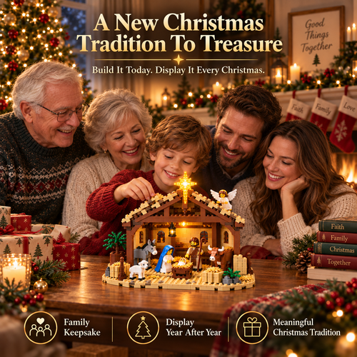 ⏳ Last Day 49% OFF🌟🧱Build The Christmas Story – Nativity Scene Building Block Set