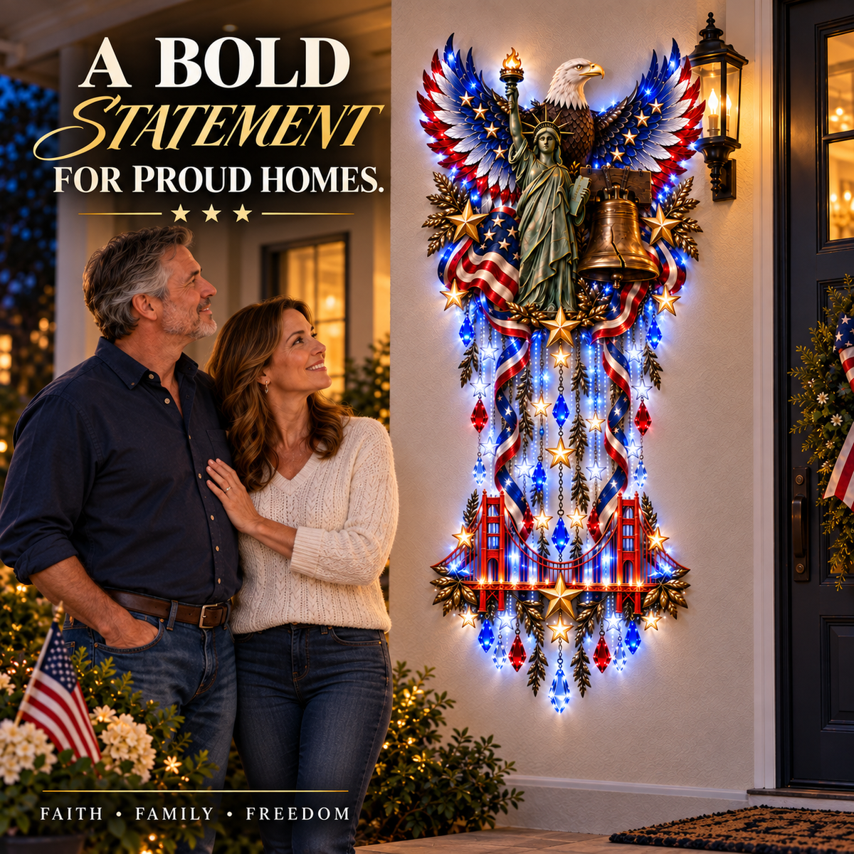 🔥🇺🇸 American Pride Starfall™ – Eagle, Liberty & Stars LED Wall Light
