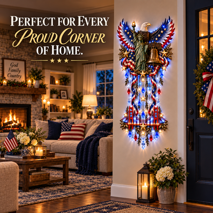 🔥🇺🇸 American Pride Starfall™ – Eagle, Liberty & Stars LED Wall Light