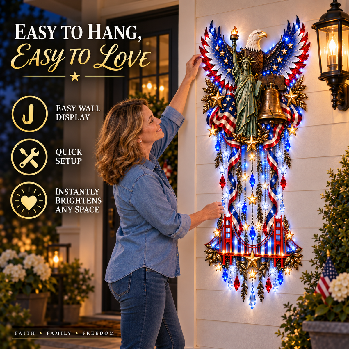 🔥🇺🇸 American Pride Starfall™ – Eagle, Liberty & Stars LED Wall Light
