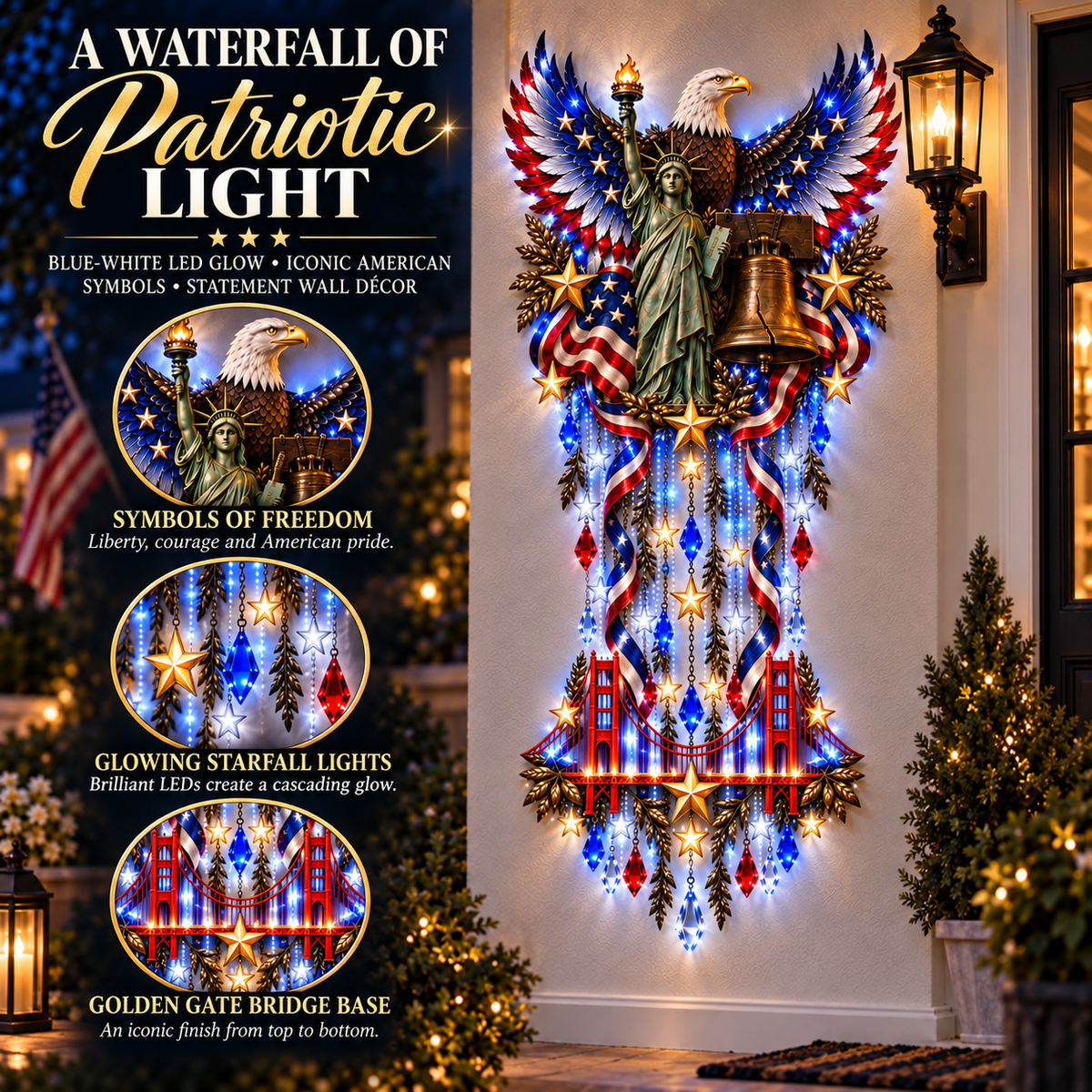 🔥🇺🇸 American Pride Starfall™ – Eagle, Liberty & Stars LED Wall Light
