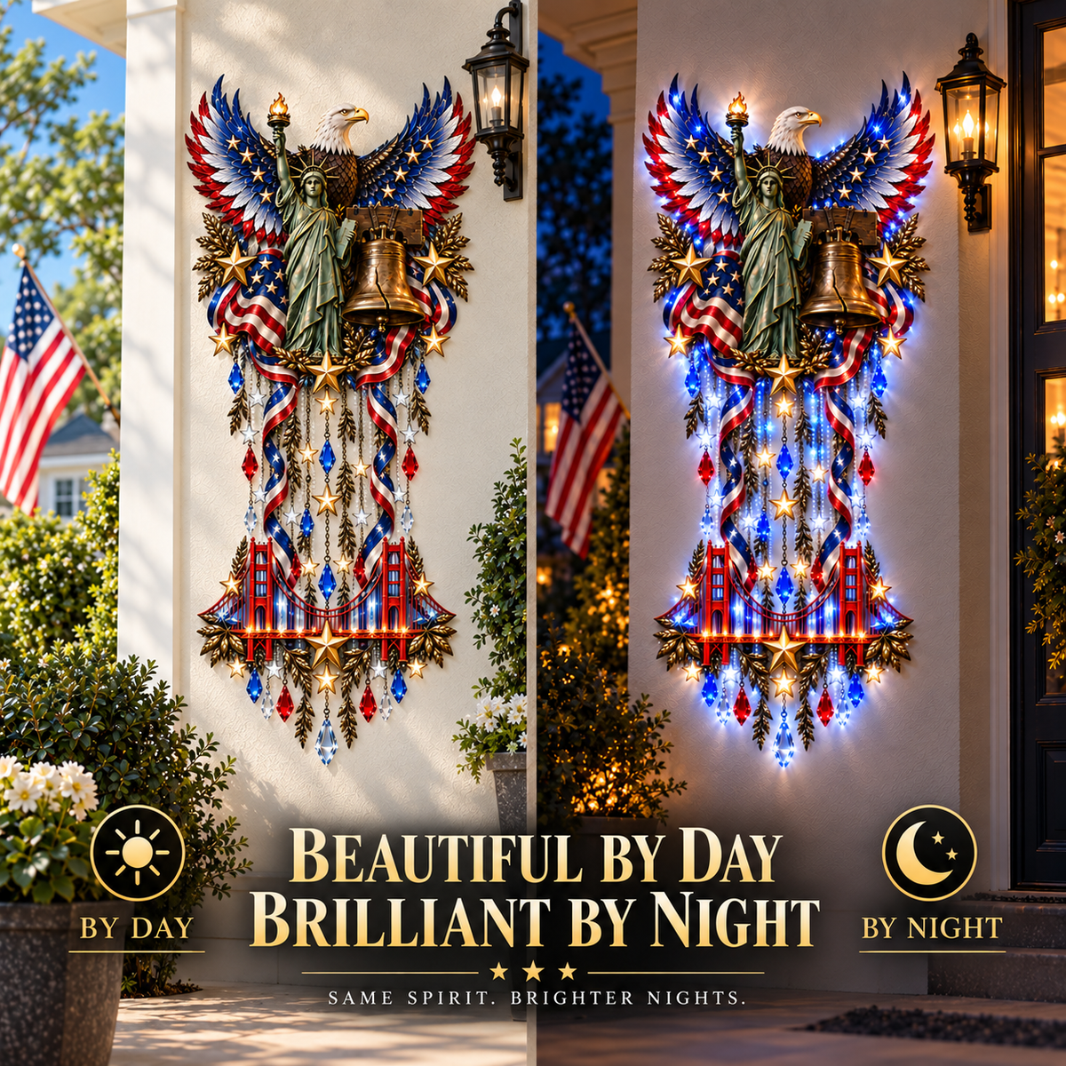 🔥🇺🇸 American Pride Starfall™ – Eagle, Liberty & Stars LED Wall Light