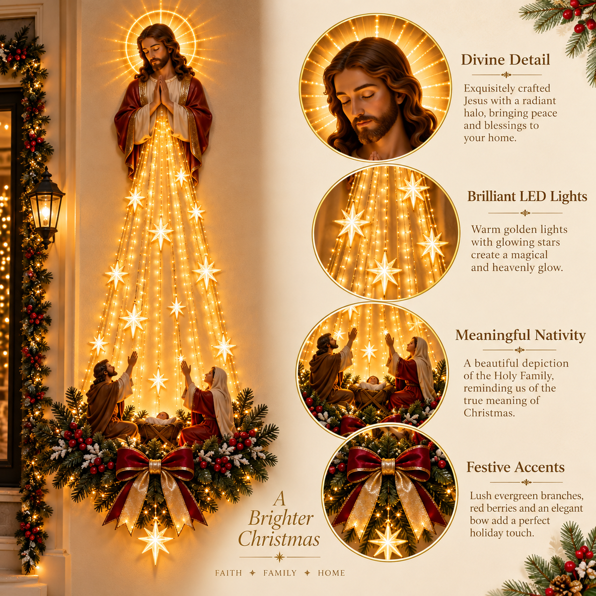 🔥 Last Day 49% OFF 🔥 Bethlehem Starfall Prayer Light™ – Lighted Nativity Christmas Wall Decor