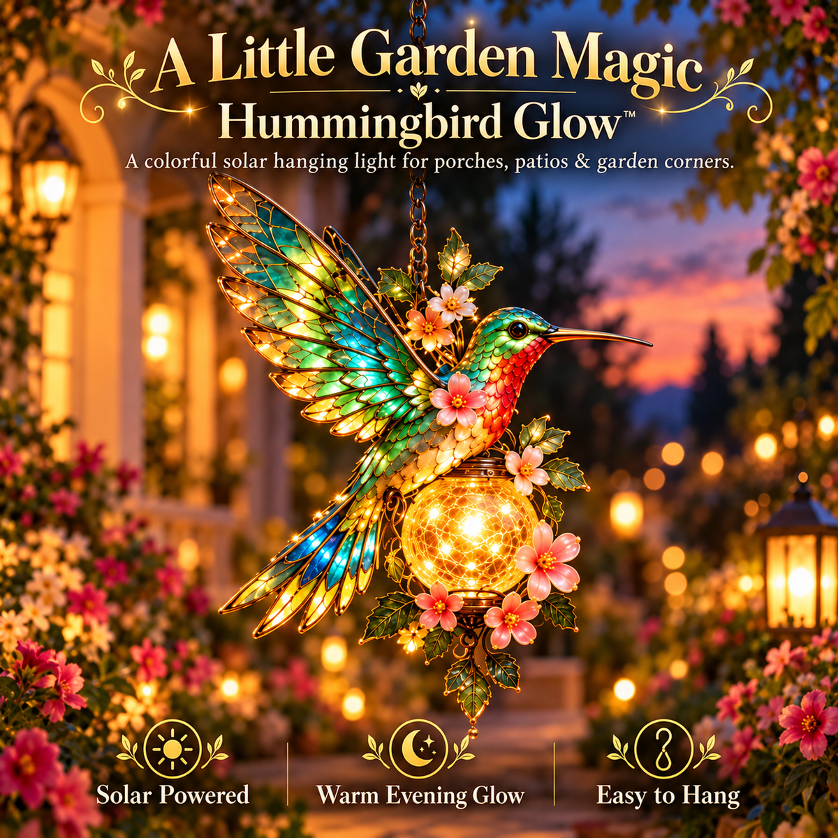 🐦❤️ Garden Bird Glow™ – Solar Hummingbird & Cardinal Hanging Light ✨