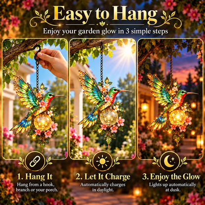 🐦❤️ Garden Bird Glow™ – Solar Hummingbird & Cardinal Hanging Light ✨