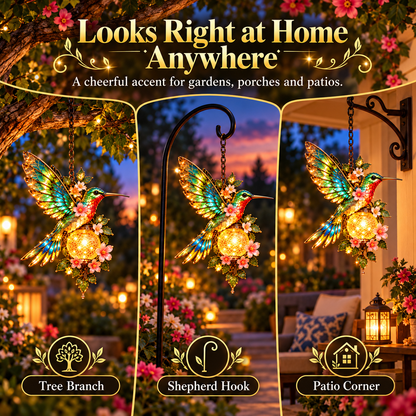 🐦❤️ Garden Bird Glow™ – Solar Hummingbird & Cardinal Hanging Light ✨