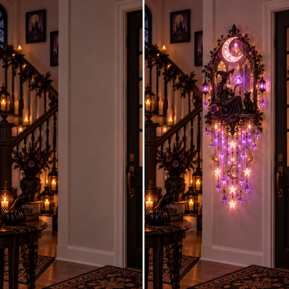 🔥 Witch Moon Cathedral Glow™ 🌙– Lighted Gothic Halloween Wall Decor✨