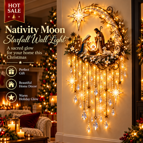 🎄 Holiday Sale 49% OFF 🎄 Nativity Moon Starfall Wall Light™ – Lighted Christmas Wall Decor ✨